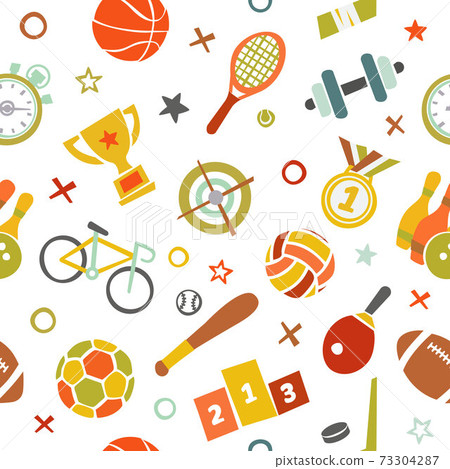 Sport seamless pattern Fitness vector... - Stock Illustration [73304287 ...
