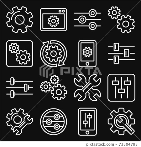 Settings, Options, Configuration or Preferences Icons Set. Line Style Vector Settings, Options, Configuration or Preferences Icons Set. Line Style Vector 73304795