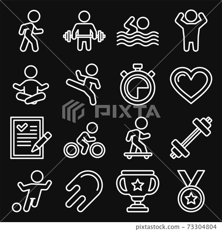 Wellness Sport and Fitness Icons Set. Line Style Vector 73304804