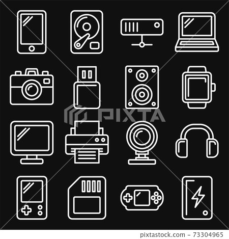 Devices and Gadgets Icons Set on Black... - Stock Illustration ...