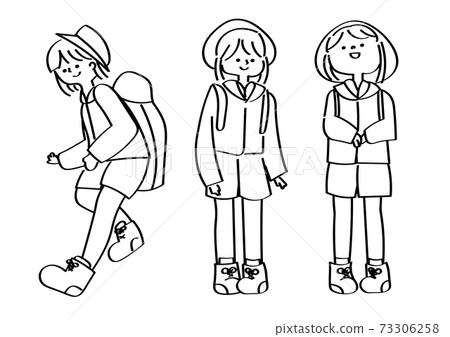 一個女孩爬一座山的插圖 73306258