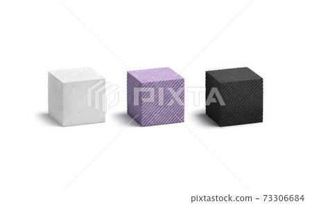 Blank knitted black, white and purple cube mockup set 73306684