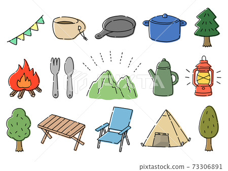 Hand-painted illustration set for outdoor camping 73306891