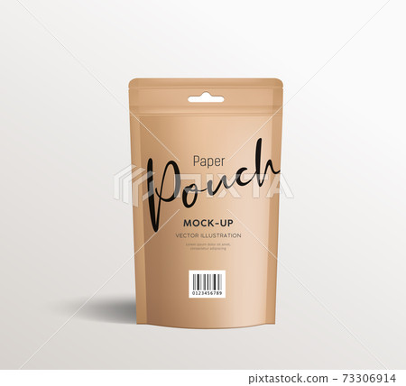 Download Brown Paper Kraft Pouch Bags Front View Stock Illustration 73306914 Pixta