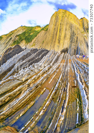Steeply-tilted Layers of Flysch, Basque Coast UNESCO Global Geopark, Spain Steeply-tilted Layers of Flysch, Basque Coast UNESCO Global Geopark, Spain 73307740