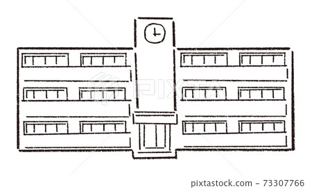 手繪線描矢量圖的學校,學校建築 手繪線描矢量圖的學校,學校建築 73307766