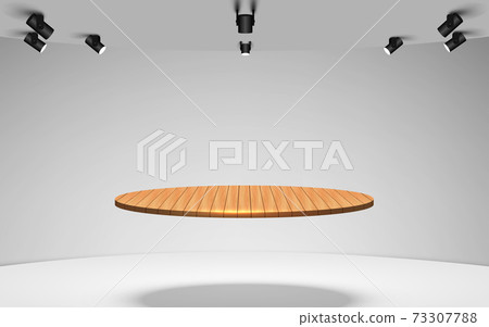 wooden podium in the white studio room 73307788