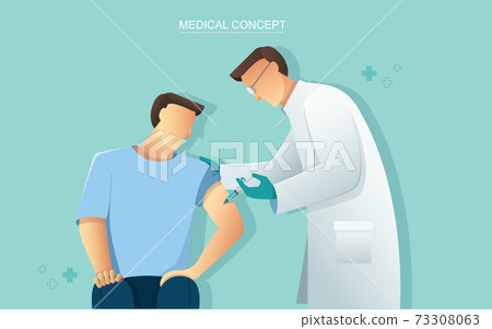 Doctor giving patient vaccine, Medicine healthcare concept, Vector illustration 73308063