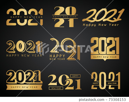 2021 logo. Graphic design of calendar lettering decoration christmas numbers holiday event icon recent vector set 73308153