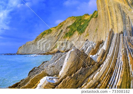 Steeply-tilted Layers of Flysch, Basque Coast UNESCO Global Geopark, Spain Steeply-tilted Layers of Flysch, Basque Coast UNESCO Global Geopark, Spain 73308182