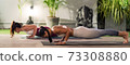 Asian women do yoga in city at night panorama 73308880