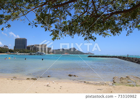 Diamond head and beach Diamond head and beach 73310982