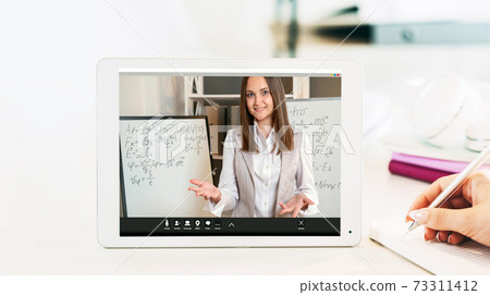 distance learning online education teacher tablet 73311412