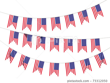 Strings of American flags decorative hanging bunting 73312050