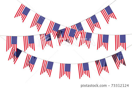 Strings of USA flags decorative hanging bunting 73312124