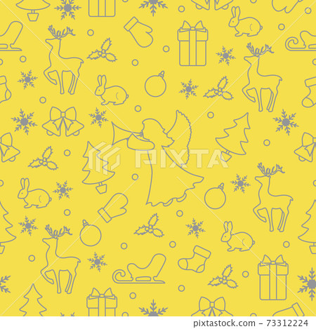 New Year Merry Christmas pattern angel, deer 73312224