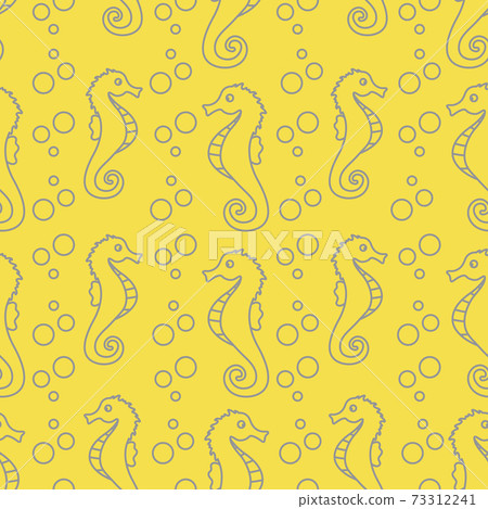 Vector seamless pattern with sea horses, bubbles - Stock Illustration ...