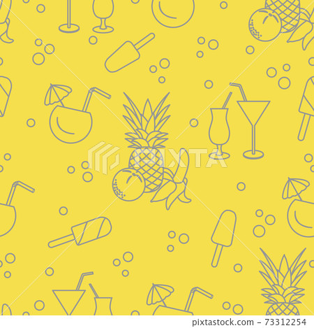 Cocktails, ice cream, pineapple, orange, banana. Cocktails, ice cream, pineapple, orange, banana. 73312254