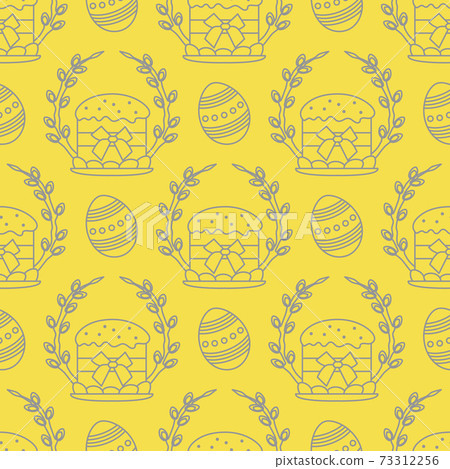 Vector seamless pattern Easter symbols Festive Egg 73312256