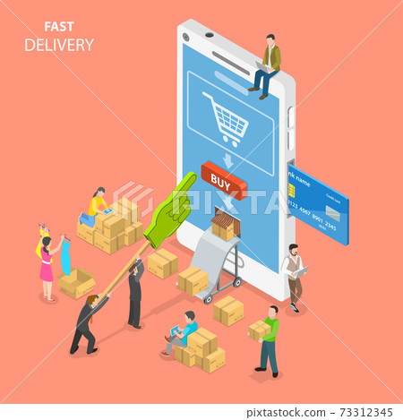 Fast delivery flat isometric vector concept. - Stock Illustration ...