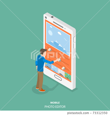 Mobile image editor flat isometric vector concept. - Stock Illustration ...