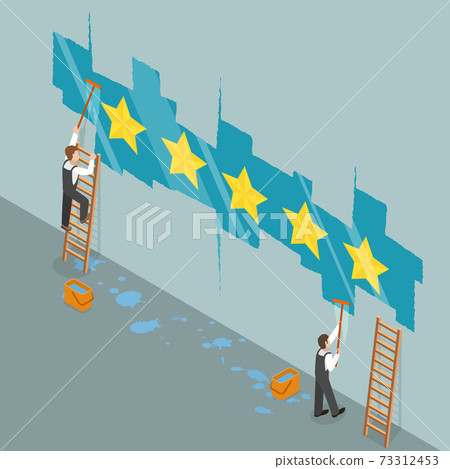 Five star rating flat isometric vector concept 73312453