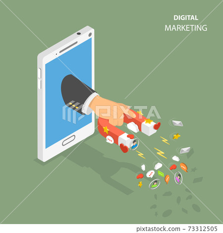 Digital marketing flat isometric vector concept - Stock Illustration ...