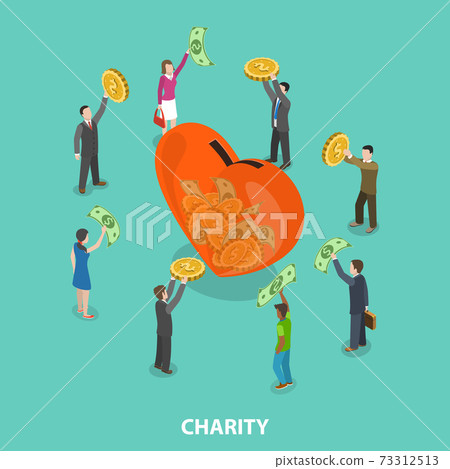 Charity flat isometric vector concept - Stock Illustration [73312513 ...