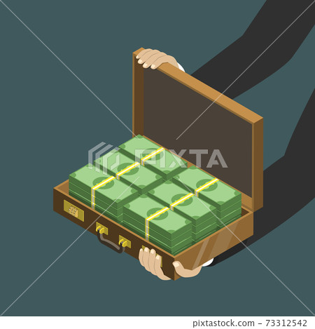 Money in the suitcase flat isometric low poly vector concept Money in the suitcase flat isometric low poly vector concept 73312542