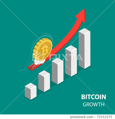 Bitcoing growth flat isometric low poly vector concept Bitcoing growth flat isometric low poly vector concept 73312575