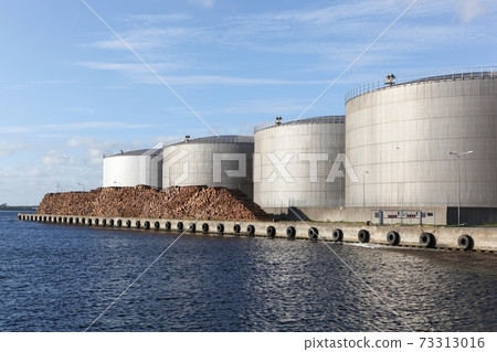 Harbor of Aalborg with tanks in Denmark 73313016