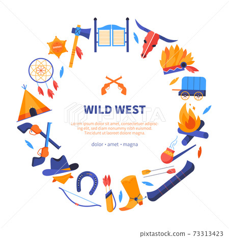 Wild west - vector flat design style banner 73313423