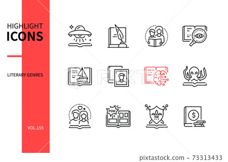 Literary genres - line design style icons set 73313433