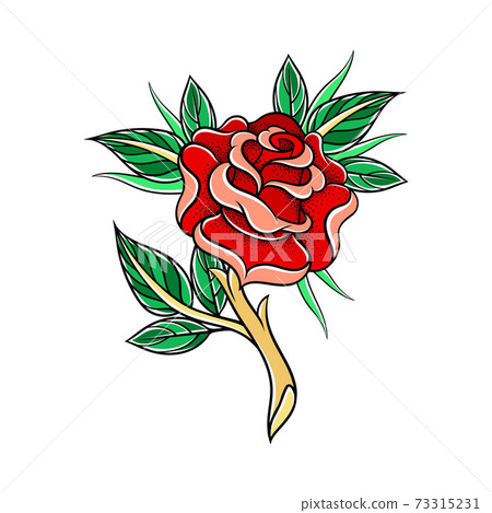 Old School Badge with Stylized Rose Bud Vector Illustration Old School Badge with Stylized Rose Bud Vector Illustration 73315231
