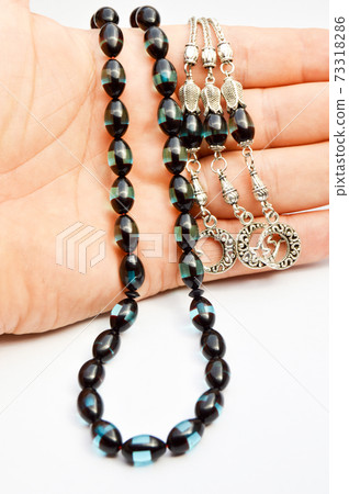 On hand black blue and silver beads sequenced, short rosary, tespih tesbih On hand black blue and silver beads sequenced, short rosary, tespih tesbih 73318286