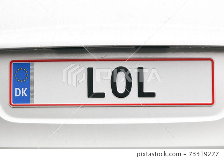 Vehicle registration plate in Denmark with lol text Vehicle registration plate in Denmark with lol text 73319277