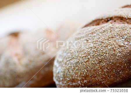 wholegrain rye rustic bread in a bakery wholegrain rye rustic bread in a bakery 73321038