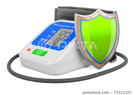 Electronic sphygmomanometer, tonometer with shield, 3D rendering 73322101