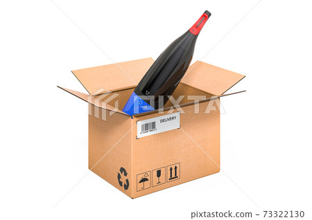 Facial hair trimmer inside cardboard box, delivery concept. 3D rendering Facial hair trimmer inside cardboard box, delivery concept. 3D rendering 73322130