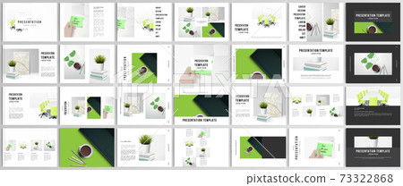 Vector layouts of presentation design templates for brochure, cover design, flyer, book design, magazine, poster. Home office concept, study or freelance, working from home. 73322868