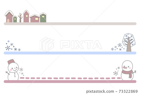 밑줄 눈사람 등의 겨울 그린 풍 일러스트 세트 - 스톡일러스트 [73322869] - Pixta