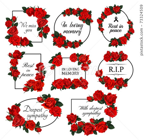 Funereal floral borders with red roses vector Funereal floral borders with red roses vector 73324509