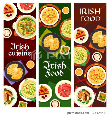 Irish food, Ireland cuisine cartoon vector banners 73324519