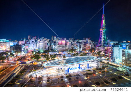 《愛知縣》名古屋市夜景，榮市容 73324641