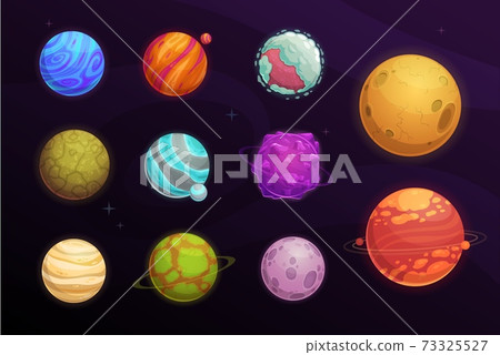 Alien planets cartoon set of space game interface - Stock Illustration ...
