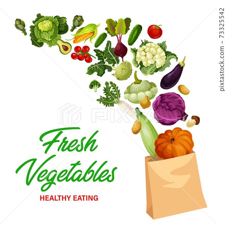 Fresh vegetables market, healthy eating banner 73325542