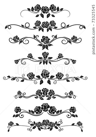 Dividers and frame border lines with black roses 73325545