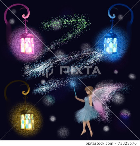 一個可愛的仙女在三色燈上施展魔法 73325576