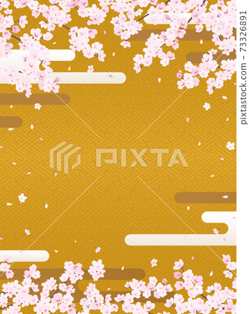 Saaya pattern background and cherry blossoms / clouds (vertical) 73326891
