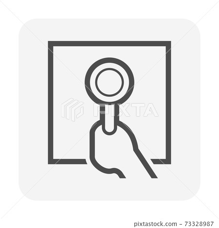 Tile floor installation and rubber hammer vector icon design. 73328987